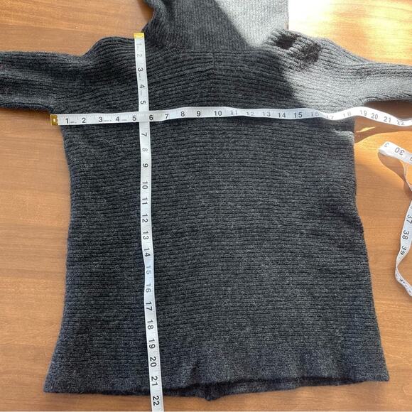 Vince | Charcoal Gray Ribbed Knit Cowl Neck Sweater Wool Alpaca Camel Blend - Picture 3 of 6